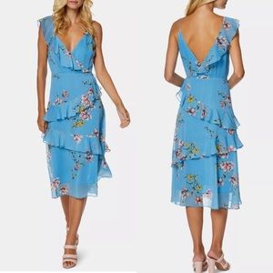 Avec Les Filles Floral Ruffled Cocktail Dress 6